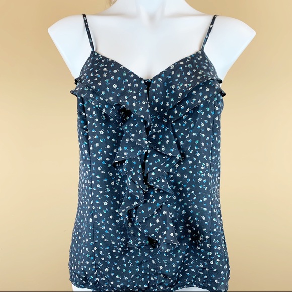 silence + noise Tops - Silence + Noise silk back zipper cami ruffle tank
